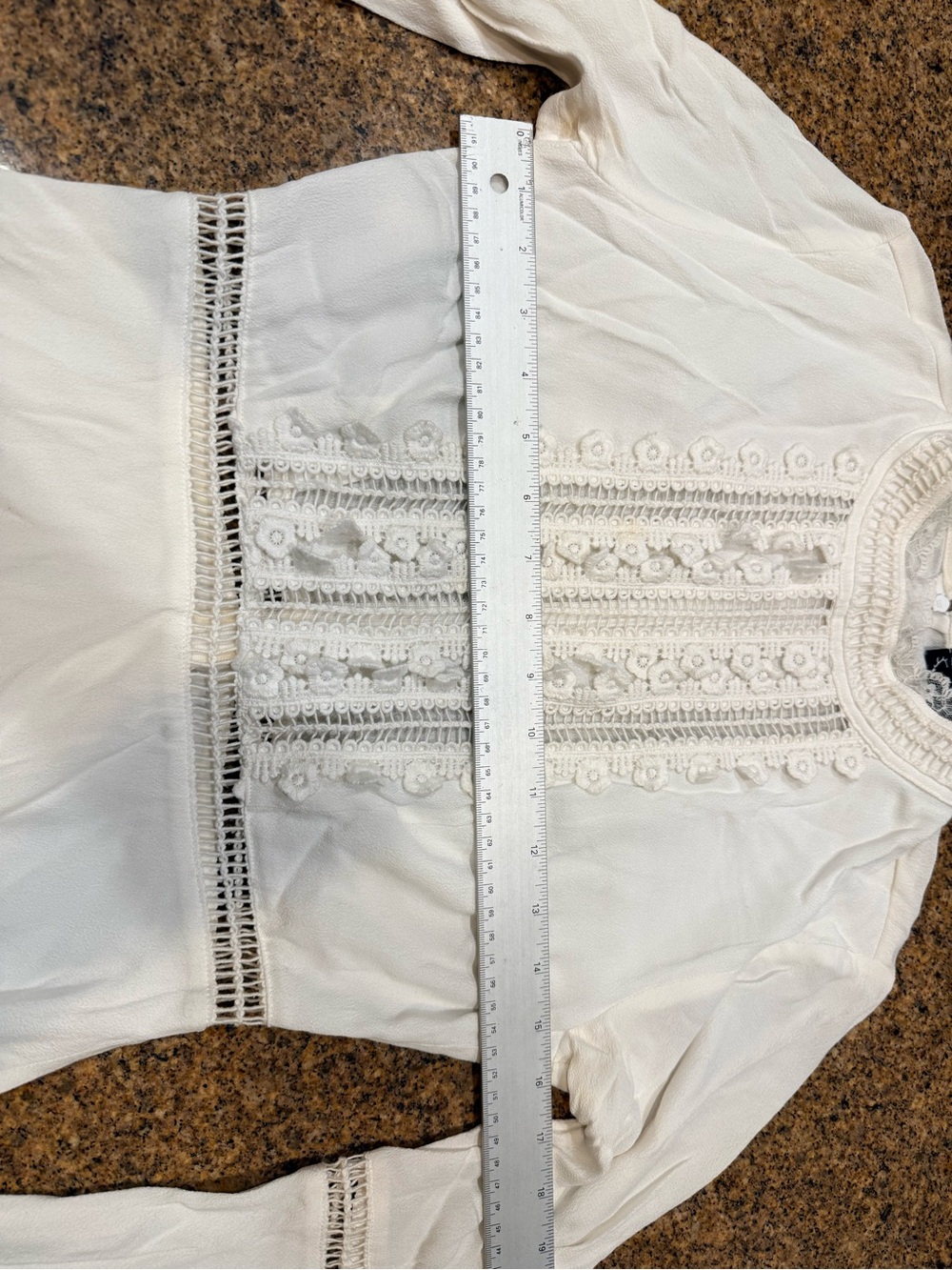 For Love & Lemons White Lace-Trim Long Sleeve Mini Dress - Picture 6 of 7